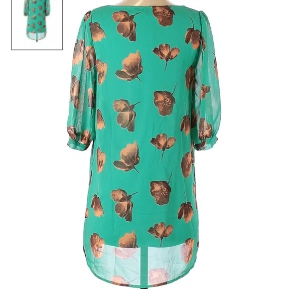 Everly Floral Shift Dress Teal S - Picture 2 of 7